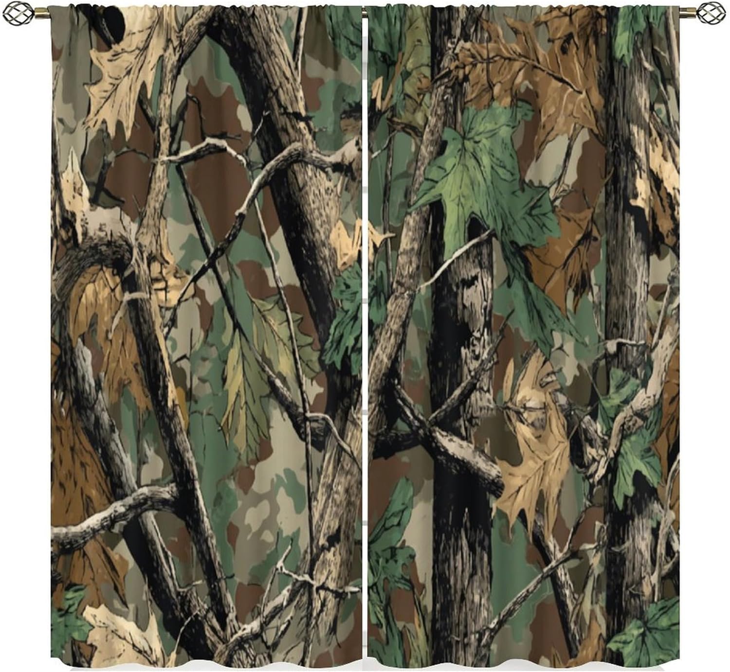 Hunting And Camping In Forest - Zasłony w kamuflażu leśnym, zasłony z