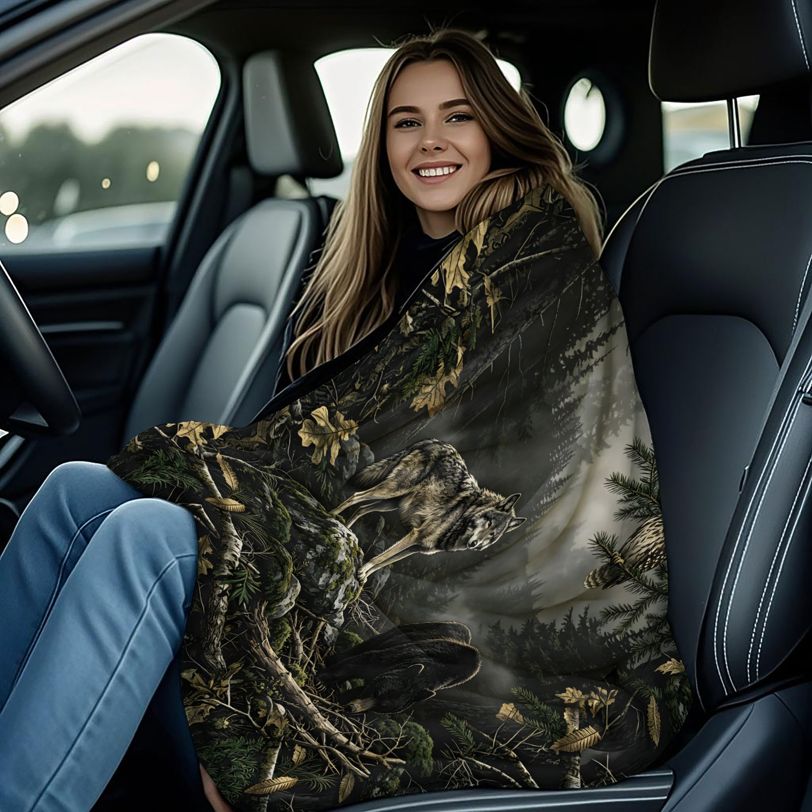 Koc Flanelowy z Motywem Lasu,  – Hunting And Camping In Forest recenzja i cena